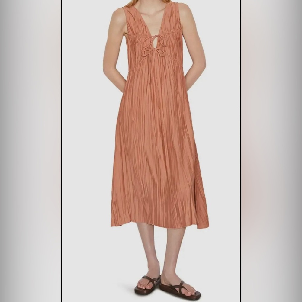 NWOT FRAME crinkle cinched dress terracotta pink xs